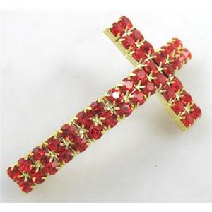 Bracelet bar, cross, copper tube with rhinestone, 30x60mm, 3mm hole [FDSTY1506]