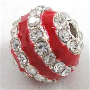 enamel alloy bead, rhinestone, 12mm dia, 2.5mm hole [FDSTY152]