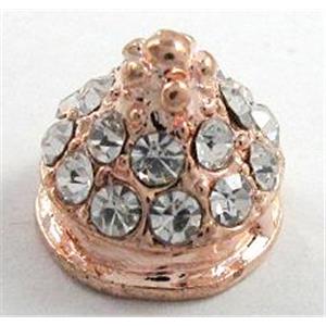 alloy bead with mideast rhinestone, red copper, 8mm [FDSTY1523-8MM]