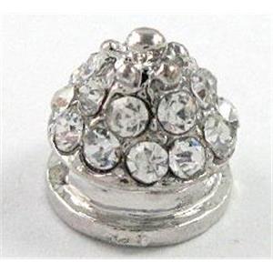 alloy bead with mideast rhinestone, platinum plated, 8mm [FDSTY1524-8MM]