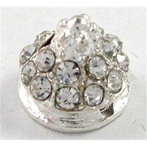 alloy bead with mideast rhinestone, silver plated, 8mm [FDSTY1525-8MM]