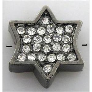bracelet spacer, alloy bead with rhinestone, black, 14x15mm [FDSTY1538]
