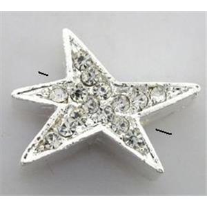 bracelet spacer, alloy bead with rhinestone, silver, 15x18mm [FDSTY1540]