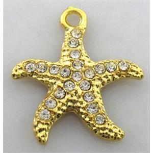 starfish alloy pendants with rhinestone, 20mm dia [FDSTY1547]