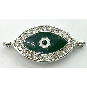 eyes bracelet bar, enamel alloy with Rhinestone, platinum plated, approx 16x35mm [FDSTY157]