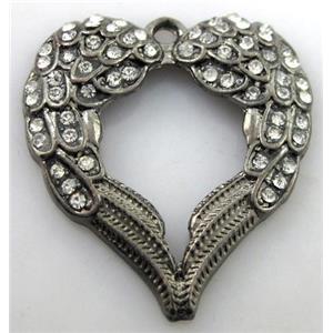 alloy pendants with rhinestone, black, 34x36mm [FDSTY1583]