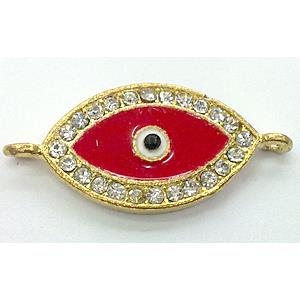 eyes bracelet bar, enamel alloy with Rhinestone, gold, approx 16x35mm [FDSTY159]