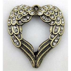 alloy pendant with rhinestone, bronze, 34x36mm [FDSTY1602]