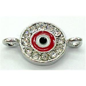eyes bracelet bar, enamel alloy with Rhinestone, platinum plated, approx 12mm dia [FDSTY161]