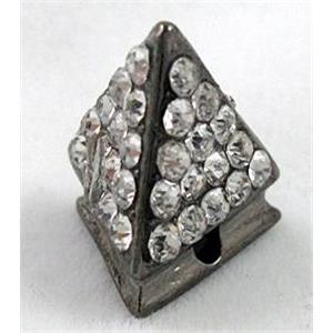 Bracelet bar, alloy bead with rhinestone, black, 13x13x13x15mm [FDSTY1635]