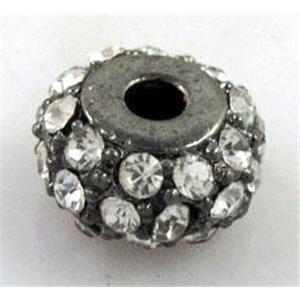 alloy bead with rhinestone, black, 12mm, 2.5mm hole [FDSTY1647]