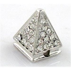 Bracelet bar, alloy bead with rhinestone, platinum plated, 12x12x12x12mm [FDSTY1650]