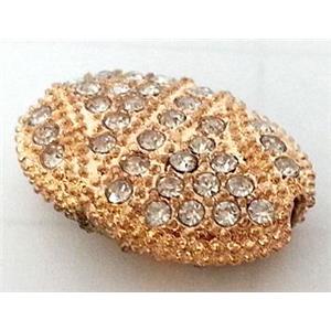 Bracelet bar, alloy bead with rhinestone, red copper, approx 13x19mm, 7mm thickness [FDSTY1652]