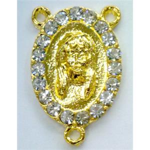 goddess bracelet bar, enamel alloy with Rhinestone, gold, approx 20x30mm [FDSTY167]