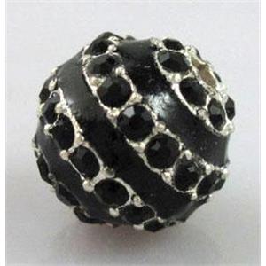 Alloy bead with rhinestone, enamel enamel round, 12mm dia, 2.5mm hole [FDSTY1671]