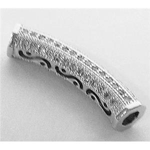 bracelet spacer, copper bead with zircon rhinestone, platinum plated, 7x30mm [FDSTY1691]