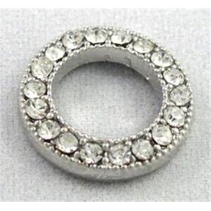 bracelet bar, alloy connector with rhinestone, platinum plated, 15mm dia [FDSTY1707]