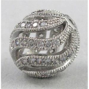bracelet spacer, copper bead with zircon rhinestone, 11x13mm [FDSTY1708]