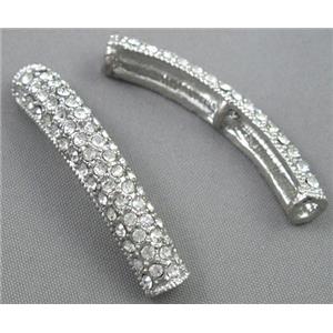 bracelet bar, alloy bead with rhinestone, platinum plated, approx 8x45mm [FDSTY170]