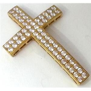 bracelet bar, copper bead with zircon rhinestone, brass, approx 20x32mm [FDSTY1717-20X32MM]