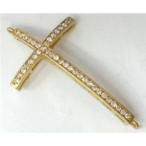 bracelet bar, copper bead with zircon rhinestone, brass, approx 22x40mm [FDSTY1718]