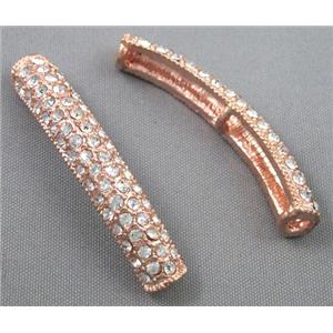 bracelet bar, alloy with Rhinestone, red copper plated, approx 8x45mm [FDSTY171]