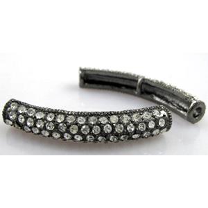 bracelet bar, alloy with Rhinestone, black, approx 8x45mm [FDSTY172]