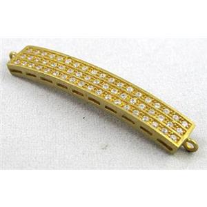 bracelet bar, copper bead with zircon rhinestone, brass, approx 7x42mm [FDSTY1723]