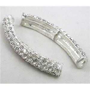 bracelet bar, alloy with Rhinestone, silver plated, approx 8x45mm [FDSTY173]