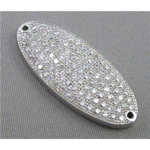 bracelet bar, copper bead with zircon rhinestone, platinum plated, approx 13x32mm [FDSTY1794]