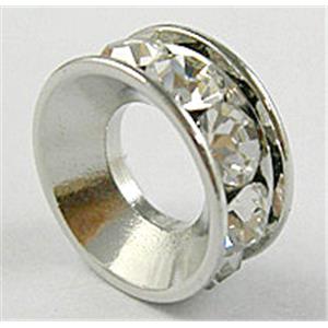 copper beads with rhinestone, platinum plated, 14mm dia,hole:7mm [FDSTY17PP-14MM]