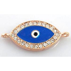 blue evil eye bracelet bar, enamel alloy with Rhinestone, red copper, approx 16x35mm [FDSTY180]