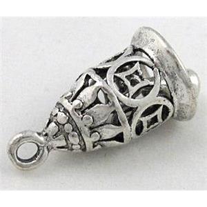 copper pendant, bell, antique silver, approx 11x21mm [FDSTY1803]
