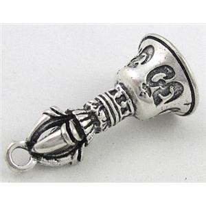 copper pendant, bell, antique silver, approx 16x30mm [FDSTY1804]