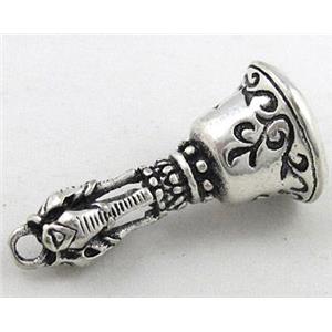 copper pendant, bell, antique silver, approx 16x30mm [FDSTY1805]