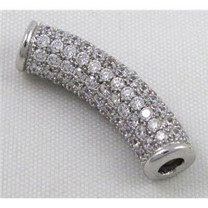 bracelet bar, copper bead with zircon rhinestone, approx 6x25mm, 3mm hole [FDSTY1815]