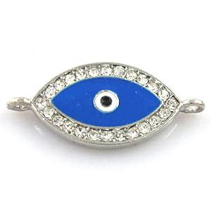 blue eye bracelet-bar, enamel alloy with Rhinestone, platinum plated, approx 16x35mm [FDSTY182]