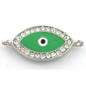 evil eye bracelet bar, enamel alloy with Rhinestone, platinum plated, approx 16x35mm [FDSTY184]