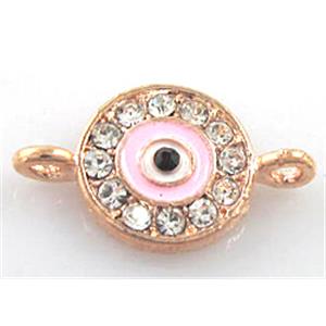 evil eye bracelet-bar, enamel alloy with Rhinestone, platinum plated, approx 12mm dia [FDSTY188]