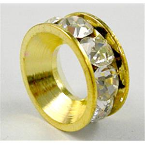 copper beads with rhinestone, gold plated, 14mm dia, hole:7mm [FDSTY18PP-14MM]