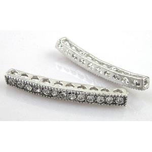 bracelet bar, alloy with Rhinestone, platinum plated, approx 38mm length [FDSTY192]
