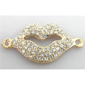 bracelet bar, alloy mouth with Rhinestone, gold, 38x20mm [FDSTY194]