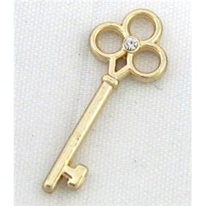 alloy pendant with rhinestone, gold plated, approx 10x26mm [FDSTY1960]
