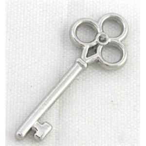 alloy pendant with rhinestone, platinum plated, approx 10x26mm [FDSTY1961]