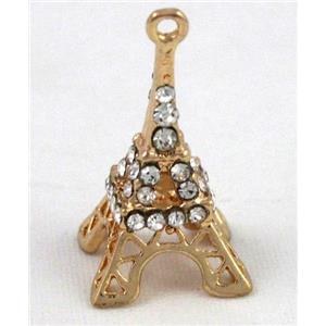 alloy pendant with rhinestone, gold plated, approx 13x13x23mm [FDSTY1963]