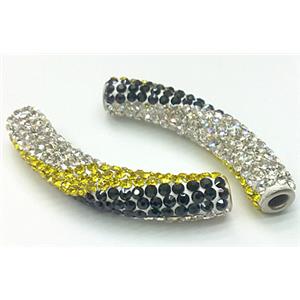 polymer clay paved rhinestone, curved sideways, 10x47mm, 4.5mm hole [FDSTY203]