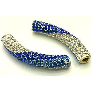 polymer clay paved rhinestone, curved sideways, 10x47mm, 4.5mm hole [FDSTY205]