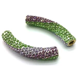 polymer clay paved rhinestone, curved sideways, 10x47mm, 4.5mm hole [FDSTY207]