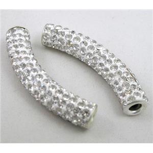 polymer clay paved rhinestone, curved sideways, 10x47mm, 4.5mm hole [FDSTY208]