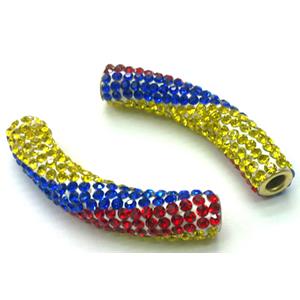 polymer clay paved rhinestone, curved sideways, 10x47mm, 4.5mm hole [FDSTY209]